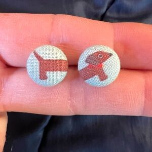 Dog Pattern Fabric Button Earrings